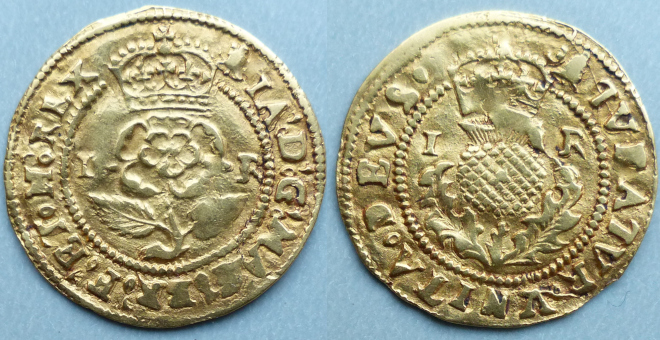 Scotland James VI gold thistle crown